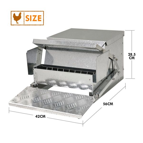 Rat Proof 12Kg Capacity Durable Auto Chicken Feeder Galvanised Steel W/Anti Waste Grid