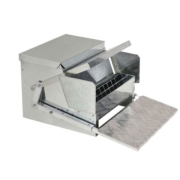 Rat Proof 12Kg Capacity Durable Auto Chicken Feeder Galvanised Steel W/Anti Waste Grid