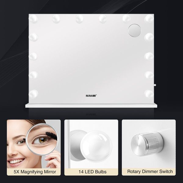 Hollywood 14 Led Light Dressing Vanity Mirror W/5X Magnify Mirror For Flawless Makeup