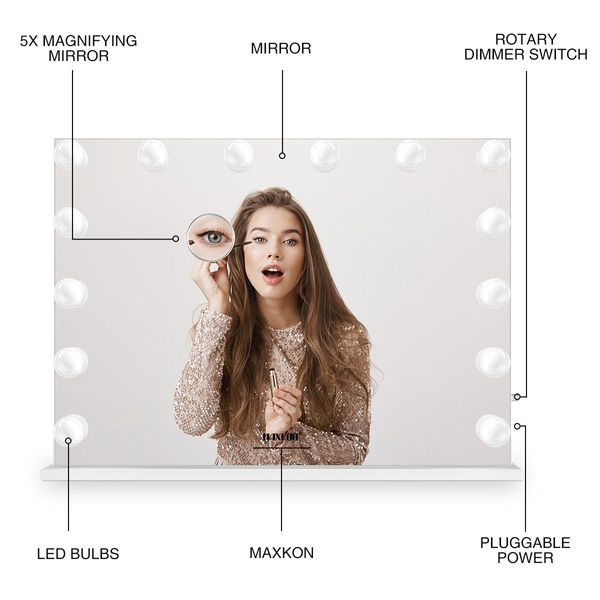 Hollywood 14 Led Light Dressing Vanity Mirror W/5X Magnify Mirror For Flawless Makeup