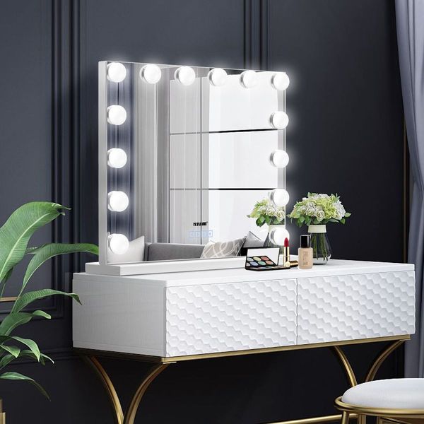 Bluetooth Control 14 Bulbs Flawless Makeup Hollywood Vanity Mirror W/5X Magnifying Mirror For Makeup Grooming Dressing