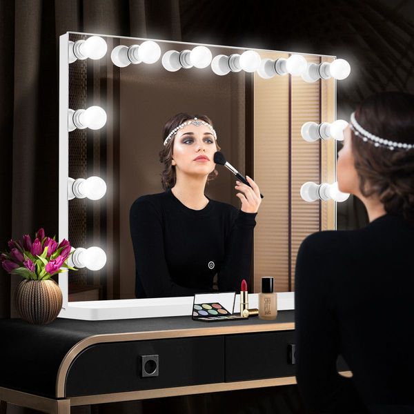 3 Color Light Hollywood Makeup Vanity Mirror W/10X Magnifying Mirror Perfect For Dressing Gromming