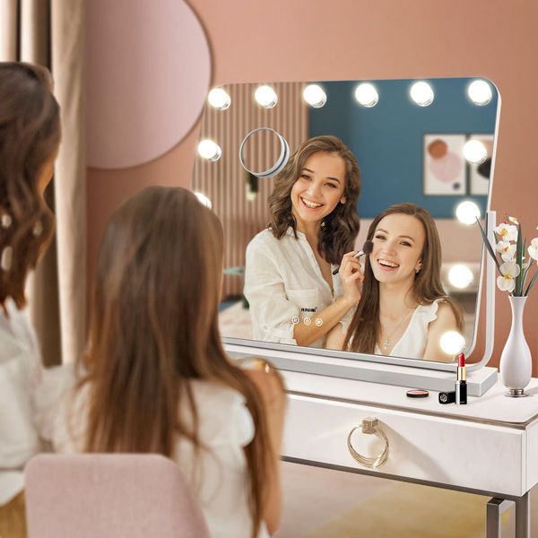 3 Light Color Rotatable Hollywood Makeup Vanity Mirror 5X Magnify For Flawless Makeup