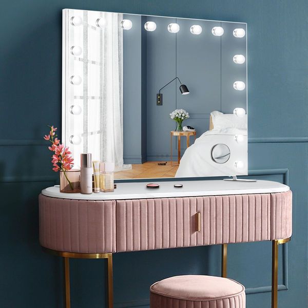 3 Light Color Hollywood Makeup Vanity Mirror 10X Magnifying Dimmer Adjustable