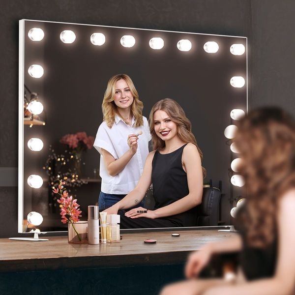 3 Light Color Hollywood Makeup Vanity Mirror 10X Magnifying Dimmer Adjustable