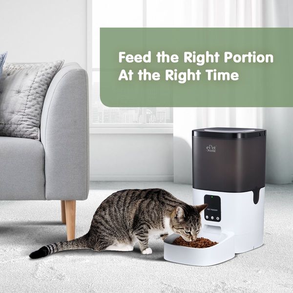 Bluetooth 6L Automatic Pet Feeder Dog Food Dispenser W/Voice Recorder Auto Set 1-8 Meals/Day