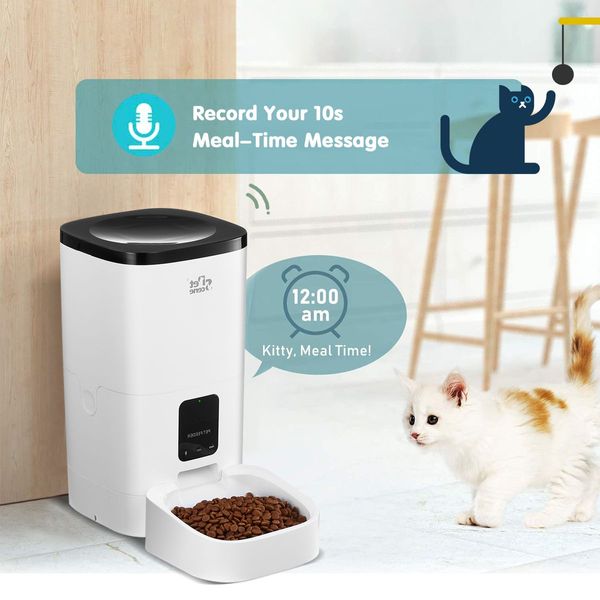 6L Wifi App Remote Control Automatic Pet Feeder Dog Cat Food Dispenser W/Voice Recorder 10 Meals/Day