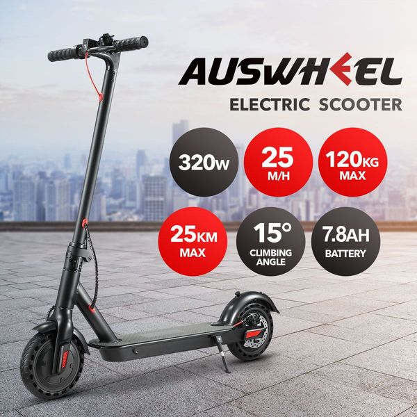 320W Folding & Light Motorized Electric E Scooter W/Shock-Absorp Tyre,App Control,25Km Range/Charge