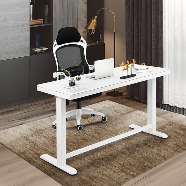 Electric Motorised Stepless Heigh Adjustable Sit Stand Desk W/Charging Ports Kid Safety Lock