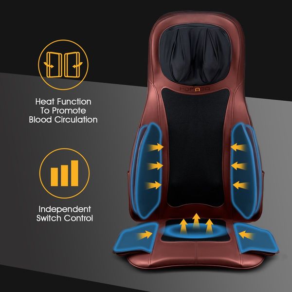 16 Nodes Neck Back Air & Shiatsu Massage Cushion Car Seat Massager-Red