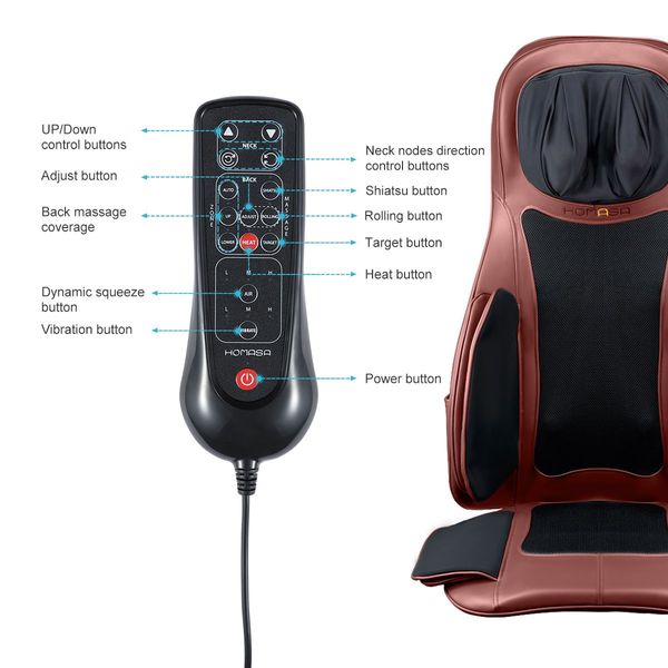 16 Nodes Neck Back Air & Shiatsu Massage Cushion Car Seat Massager-Red