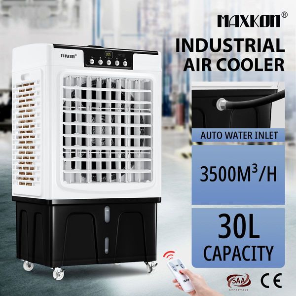 Portable 30L Wide Angle Air Supply Evaporative Air Cooler Conditioner Office Humidifier Purifier Low Noise Energy Efficient