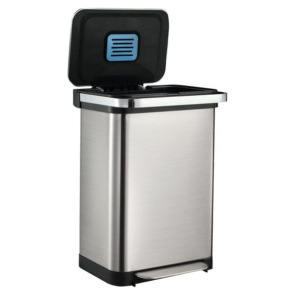 50L Non Rust Stainless Steel Kitchen Pedal Bin Good Sealing No Smell Easy To Clean