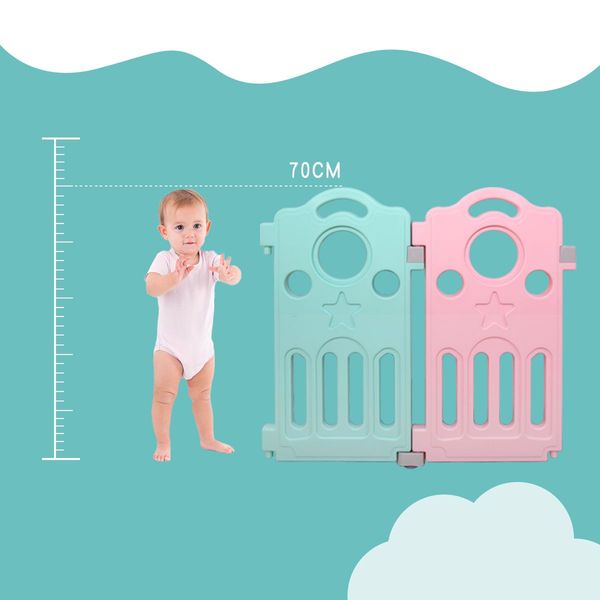 Portable Diy Shape 18-Panel Baby Playpen Room Barrier W/Music Box Eco-Friendly Indoor Outdoor Use