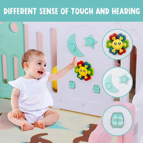 Portable Diy Shape 18-Panel Baby Playpen Room Barrier W/Music Box Eco-Friendly Indoor Outdoor Use