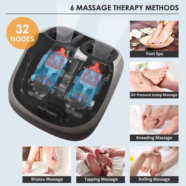 3 Intensity Entire Foot Ancle Massager W/Knead Roll Shiatsu Modes Good For Circulation Musle Relieve