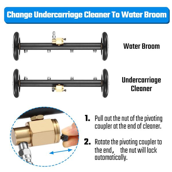 4000 Psi 2 In 1 Pressure Washer-Under Carriage Washer/Water Broom Surface Cleaner W/Extented Wand