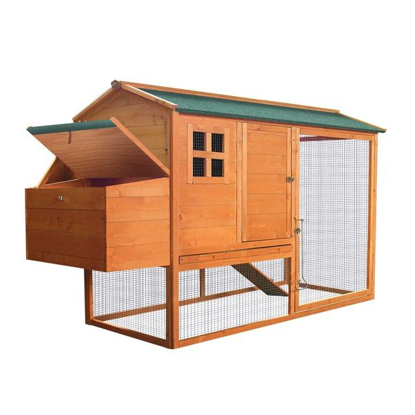 Fir Wood Chicken Coop Waterproof Rabbit Hutch Elevated Cage Firm Network Fence Easy To Clean