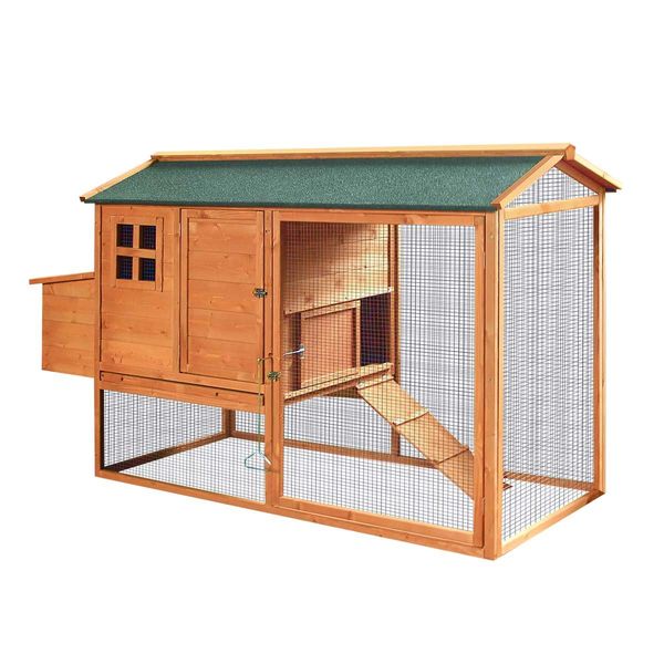 Fir Wood Chicken Coop Waterproof Rabbit Hutch Elevated Cage Firm Network Fence Easy To Clean