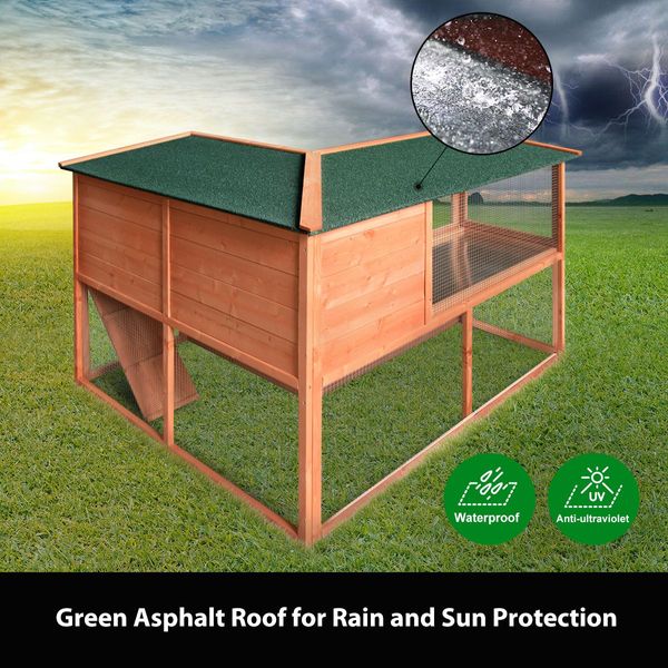 Rain/Uv Proof 2-Storey Rabbit Hutch Bunnies Cage W/A Slide-Out Tray,2 Access Doors For Easy Cleaning