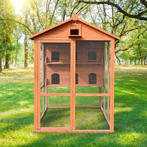 Xl Cosy 2-Storey Wood Bird Cage Separate Aviary  Waterproof Roof-For Parrot,Cockatoo,Macaw, Etc.