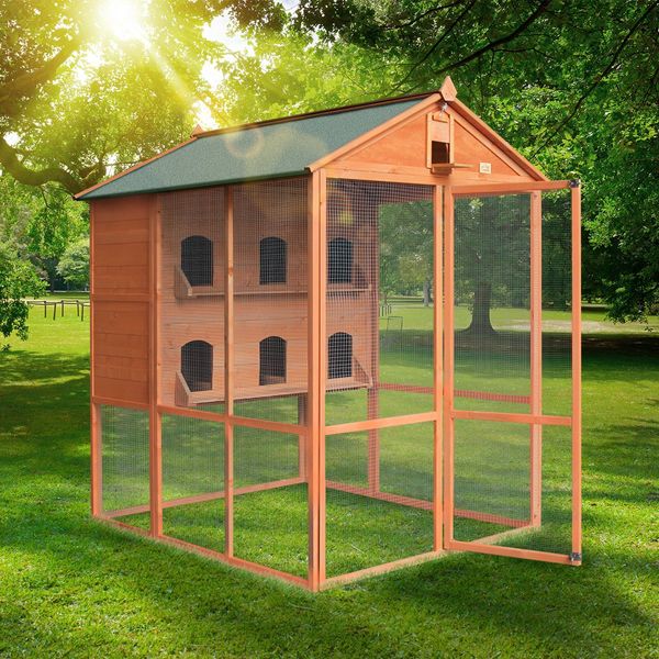 Xl Cosy 2-Storey Wood Bird Cage Separate Aviary  Waterproof Roof-For Parrot,Cockatoo,Macaw, Etc.