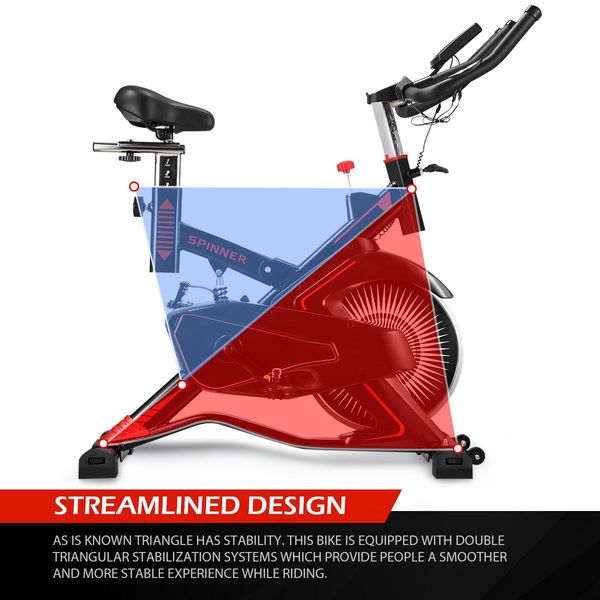 Belt Driven Quiet&Smooth Run Exercise Bike Indoor Cycling W/Adjustable Resistance,Anti Shock System