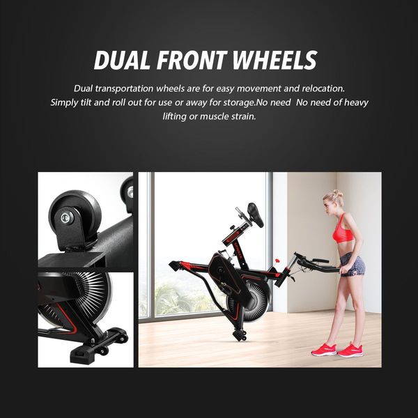 Belt Driven Quiet&Smooth Run Exercise Bike Indoor Cycling W/Adjustable Resistance,Anti Shock System