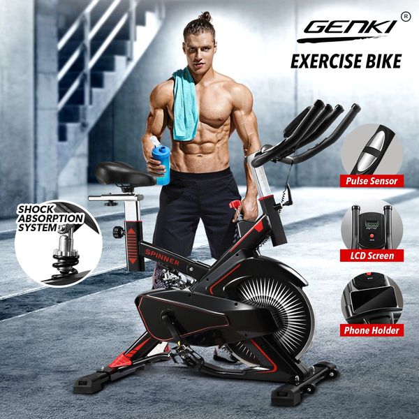 Belt Driven Quiet&Smooth Run Exercise Bike Indoor Cycling W/Adjustable Resistance,Anti Shock System