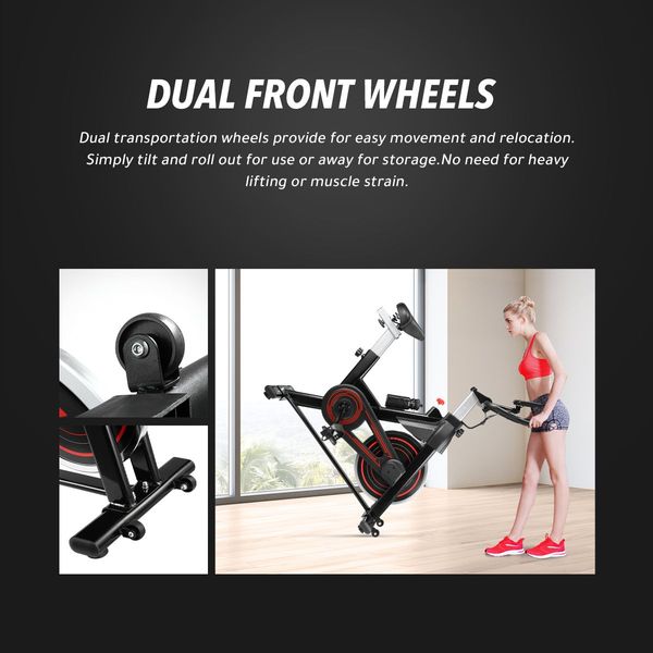 Home Gym Spin Exercise Bike Stationary Bicycle W/Flat Ground,Stand Up,Off Road,Climb Modes