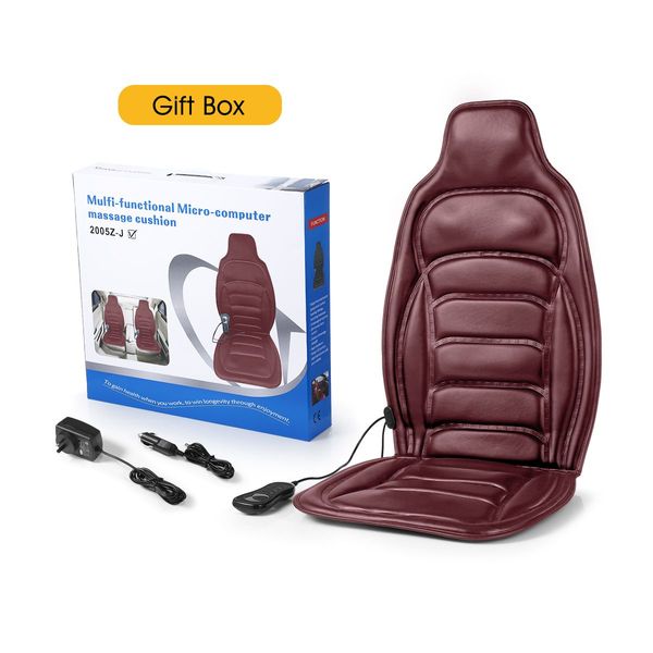 10 Motor Vibrating Heated Massage Cushion Seat Pad Pulsate,Tap,Roll,Knead Home Car Full Body Relax