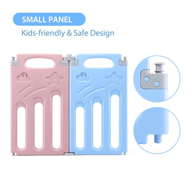 14 Panels Shape Adjustable Baby Playpen Fence Gate W/Safety Lock Eco-Friendly Foldable Easy Storage