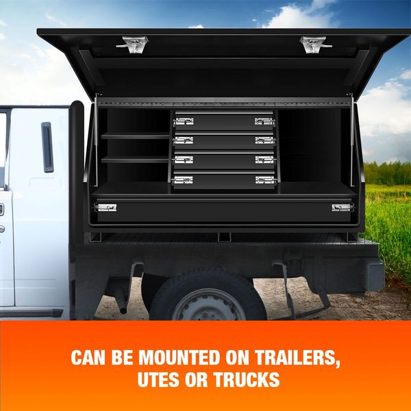 Waterproof Anti Rust Ute Tool Box Trailer Drawer Truck Shelf W/Safe Dual T Lock,Extra Forklift Slots