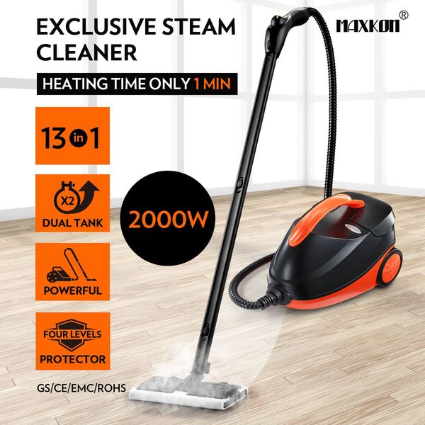 Remove Tough Dirt 2.1L Strong Steam Cleaner Only 1-Min Heating For Floor,Window,Glass,Cloth -Black