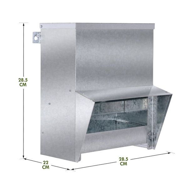 Wild Birds Proof 15Kg Capacity Auto Chicken Feeder Galvanised Steel Wall Mounted Keep Food Safe&Dry