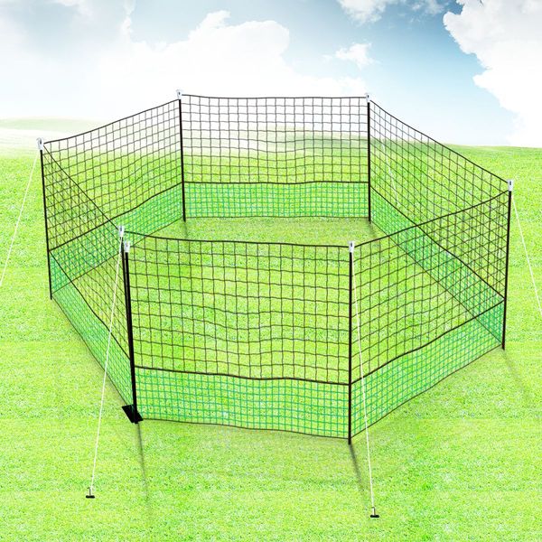 12X1.25M Any Shape Durable Chicken Net Fence Poultry Netting Enclosure W/Security Locks,6 Posts