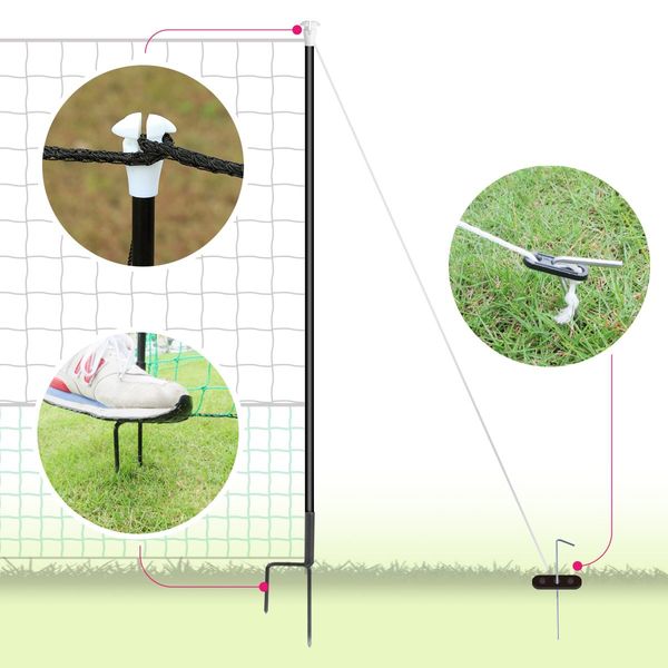 40X1.25M Any Shape Durable Chicken Net Fence Poultry Netting Enclosure W/Security Locks,20 Posts