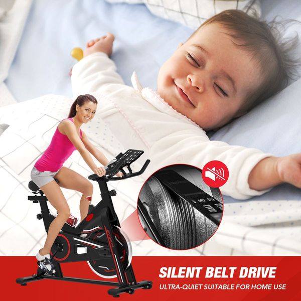 Belt Driven Quiet&Smooth Run Exercise Bike Indoor Cycling W/Adjustable Resistance,4 Riding Modes