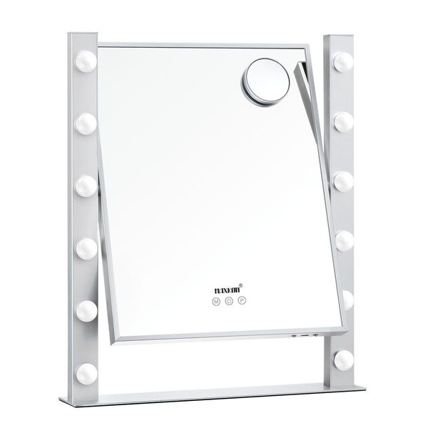 3 Light Color Led Rotable Make Up Vanity Mirror W/Adjustable Brightness,Usb Port For Charging Phone