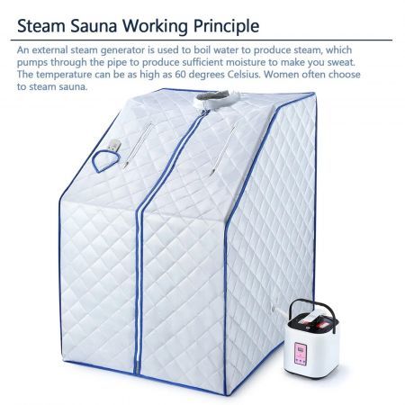 Portable Anti-Germ Steam Sauna Home Spa Set W/9 Temp Control Steam Pot, Anti-Odour Enclosure,Chair