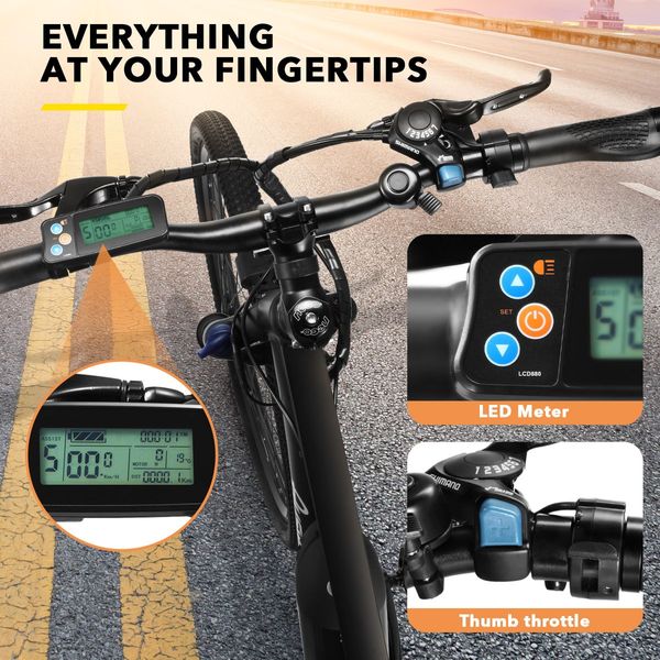 26" 250W Electric E Bike 7-Speed Gears Stronger Moutain Climb Power, 10Ah Battery 50Km Range