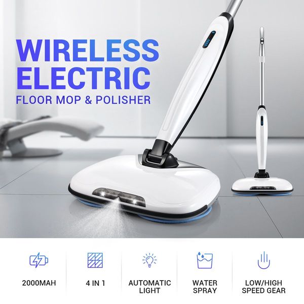 Dry Mop+Wet Wipe+Polish+Wax 4In1 Wireless Electric Spin Floor Cleaner Left Floor Glamorous Shine