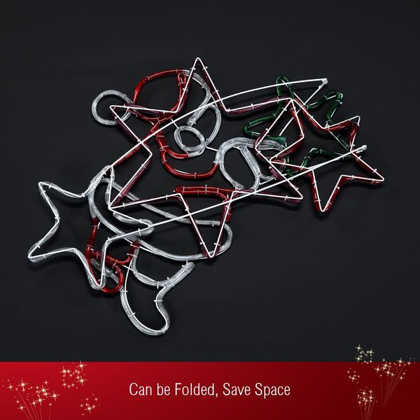 Christmas Santa and Star Lights 10M LED Rope Xmas Decorations Ornaments Wall Mount for Home Outdoor