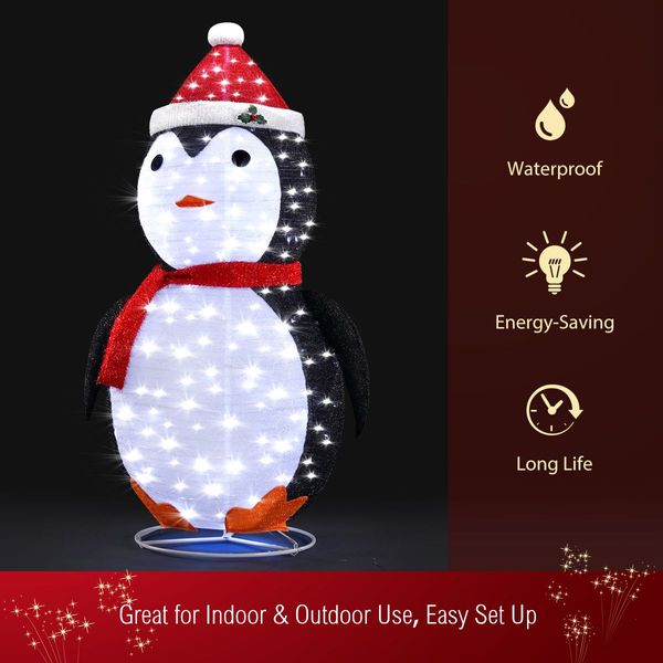 3D Christmas Lights Xmas Penguin LED Lighted Holiday Ornaments Outdoor Decorations 180CM