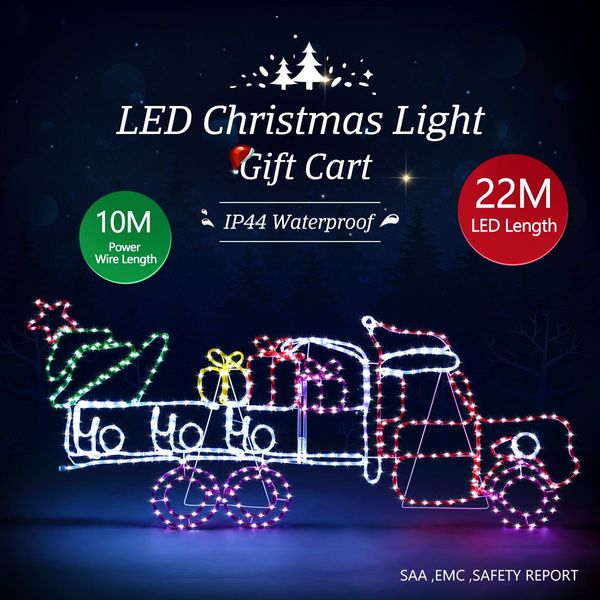 Christmas Gifts Cart Motif LED 22m Rope Light Fairy Home Outdoor Display Decoration