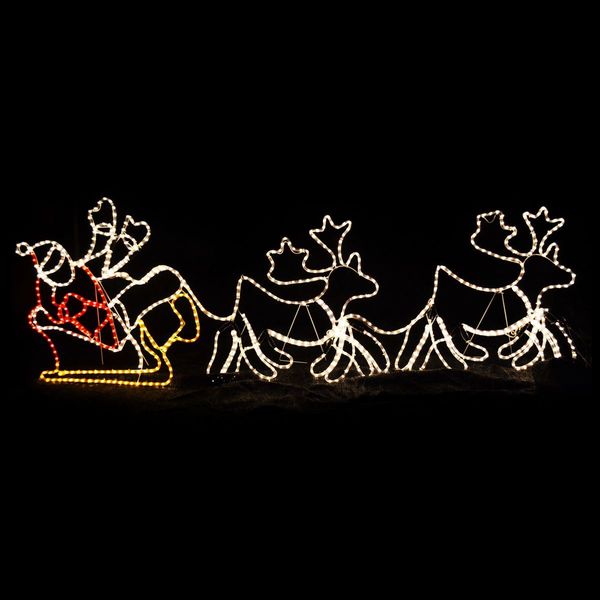 2.4M Giant Santa Sleigh Christmas LED Lights Xmas Decorations with 2 Deer