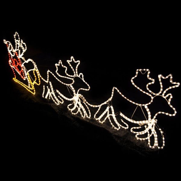 2.4M Giant Santa Sleigh Christmas LED Lights Xmas Decorations with 2 Deer