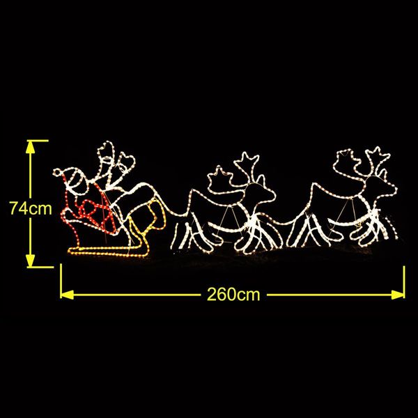 2.4M Giant Santa Sleigh Christmas LED Lights Xmas Decorations with 2 Deer