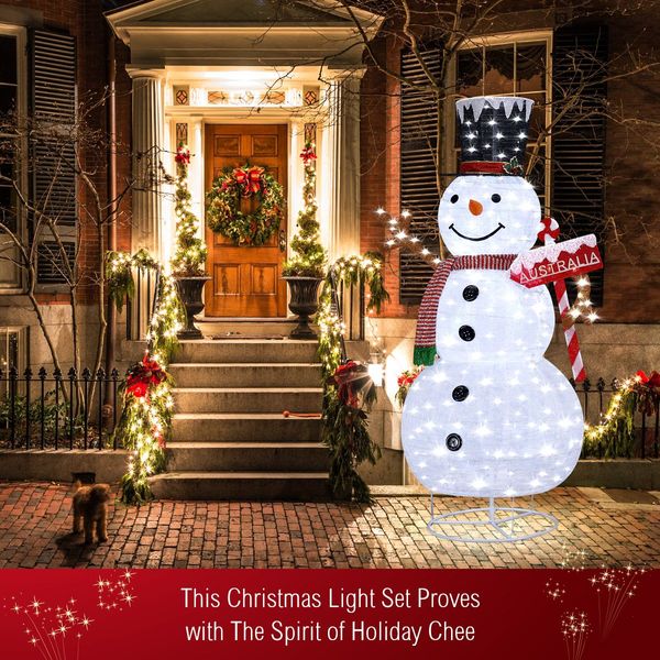 180CM 3D Christmas Snowman 200 LED Light Outdoor Xmas Decorations Ornaments