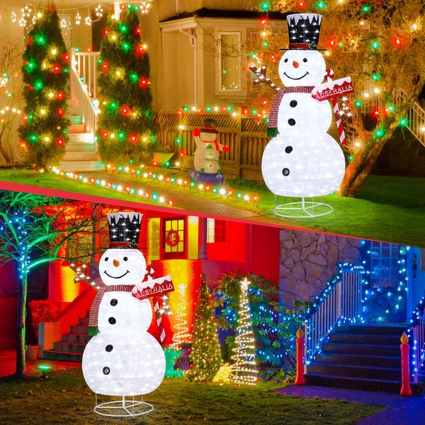 180CM 3D Christmas Snowman 200 LED Light Outdoor Xmas Decorations Ornaments